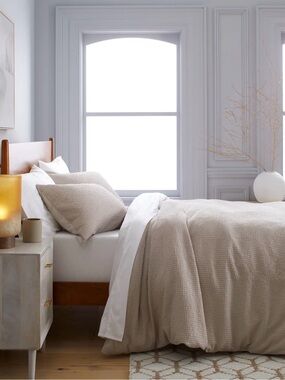 Sand Honeycomb 100% Organic Cotton Duvet Cover  - Retail $104
